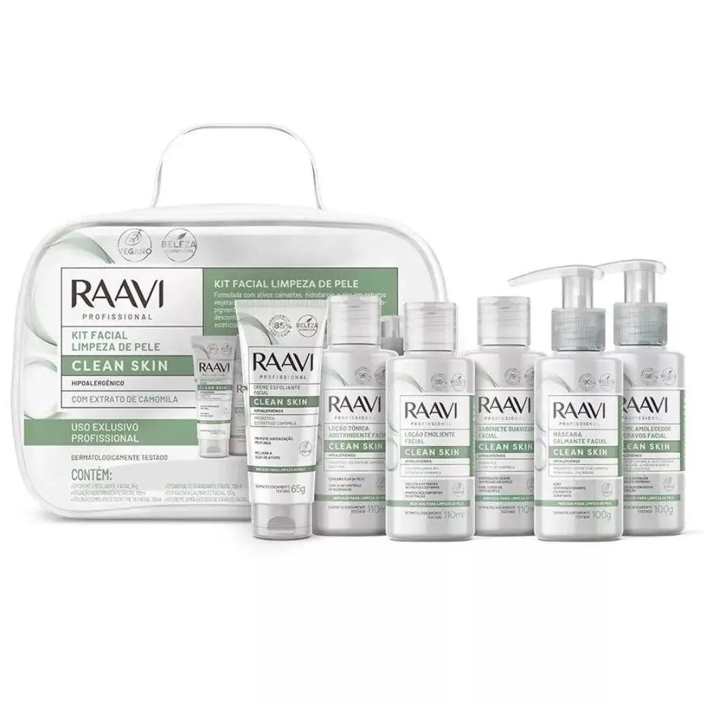 Kit Limpeza Facial Raavi Pele Limpa com Extrato de Camomila